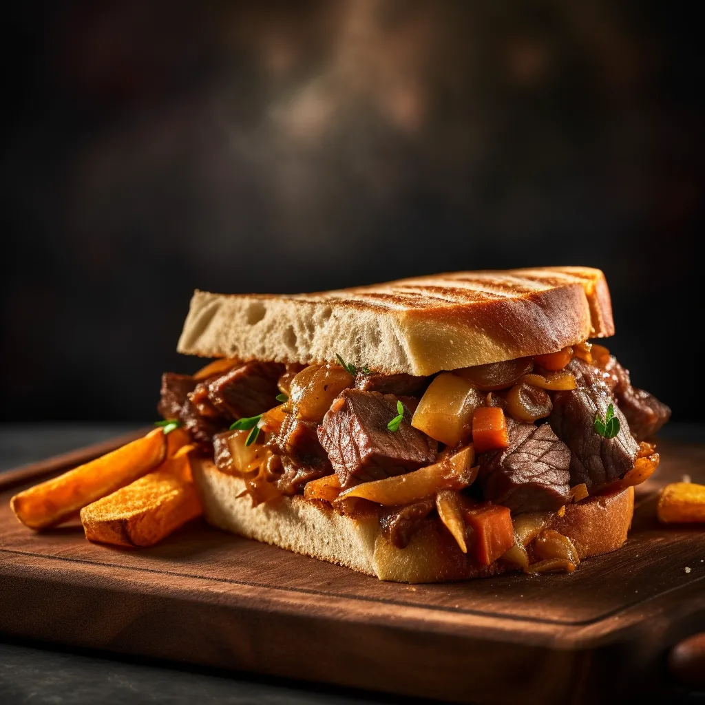 Cover Image for What to do with Leftover Beef Stew Sandwich with Dijon Mustard